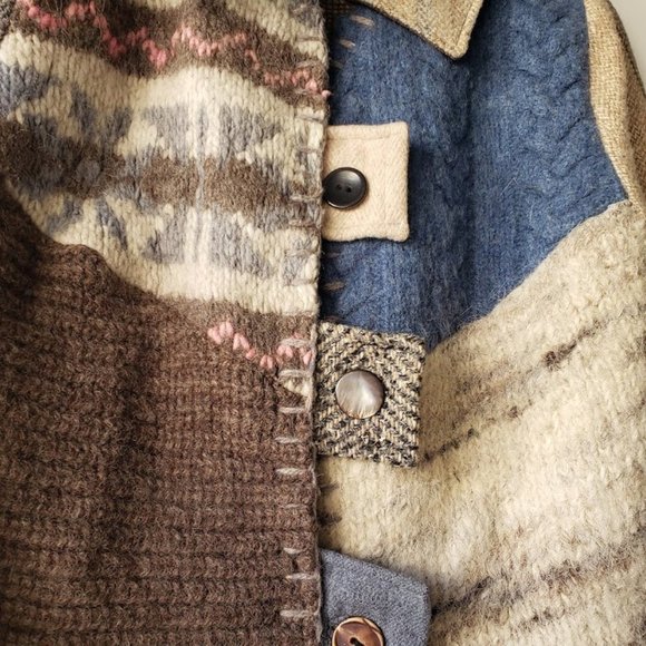 Vintage baabaaZuZu Patchwork Upcycled Wool Sustainable Boho Shacket - Picture 7 of 9